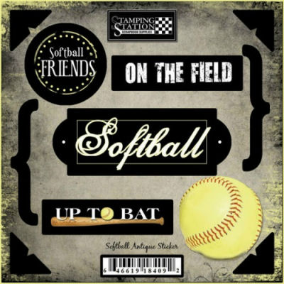 Stamping Station - Softball Antique Stickers